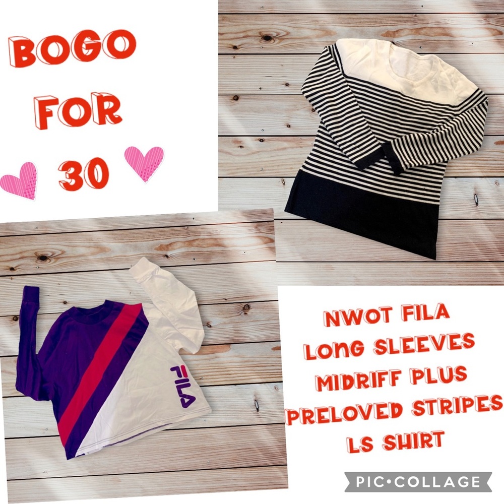 Fila Midriff Long Sleeve Shirt plusTri-Color  Long Sleeve Shirt